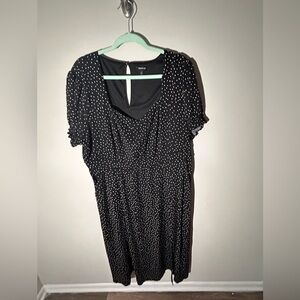 Retro pinup Inspired Torrid maxi length Black Dress with polka Dots pockets. Sz2